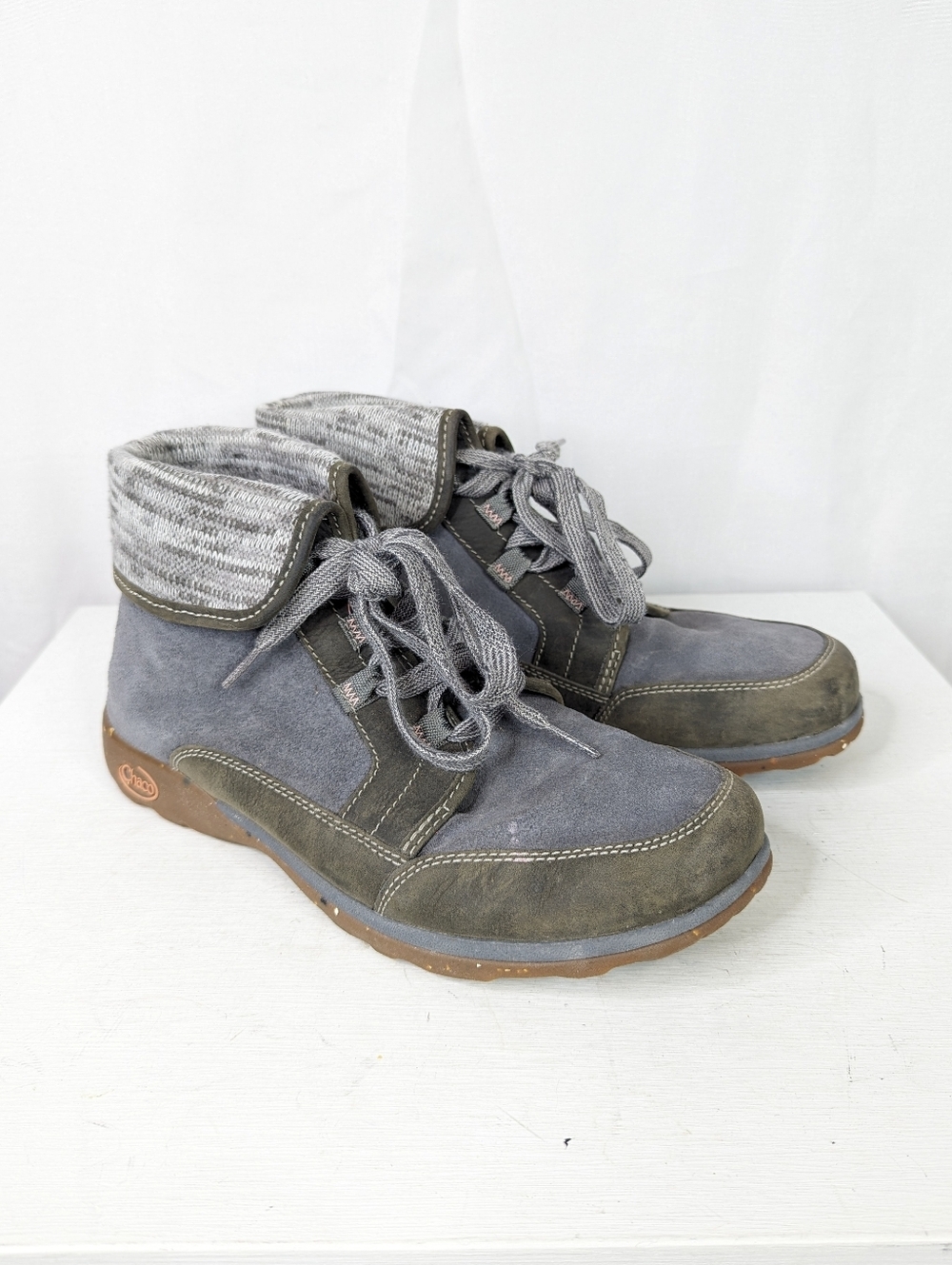 Chaco Barbary Fold Down Suede Leather Lace Up Boots - Size 9.5
